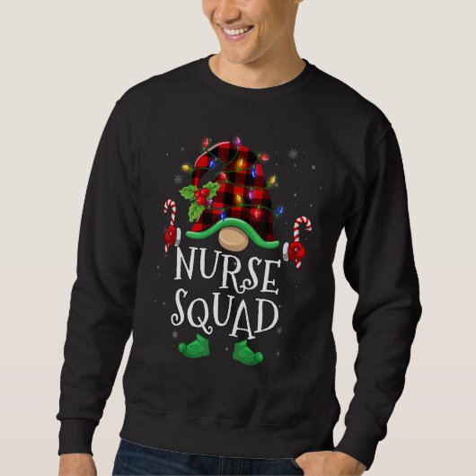 Sweatshirt Nurse Squad Gnome Buffalo Plaid Matching Family Ch (Devant)