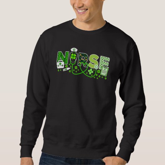 Sweatshirt Nurse St Patrick's Day Lucky Nurse Shamrock Love N (Devant)