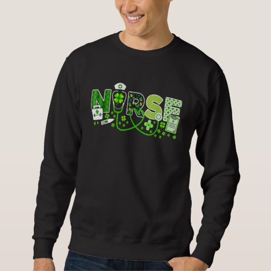 Sweatshirt Nurse St Patrick's Day Lucky Nurse Shamrock Love N (Devant)