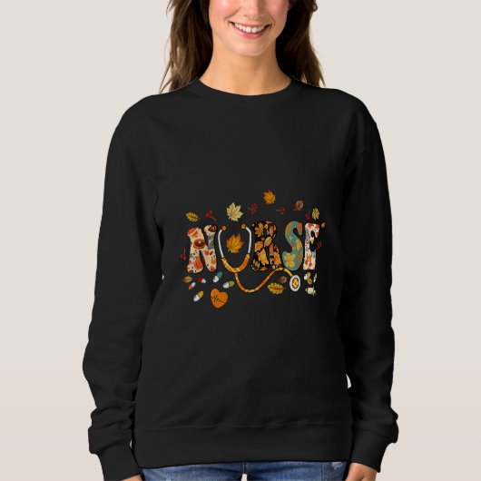 Sweatshirt Nursing Thanksgiving Day Stethoscope Fall Nurse Co (Devant)