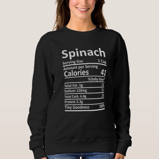Sweatshirt Nutrition des épinards Thanksgiving Costume alimen (Devant)