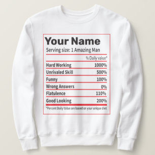 Sweatshirt Nutrition Nom personnalisé Hommes-Cadeau d'anniver
