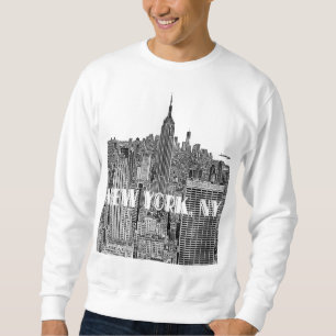 Sweatshirt NYC Etched Look Skyline From Above