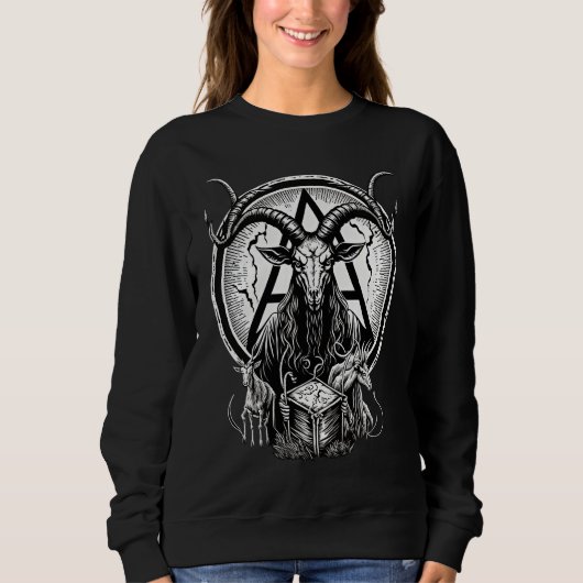 Sweatshirt Occult Gothic Demon Head  Baphomet With Horns (Devant)