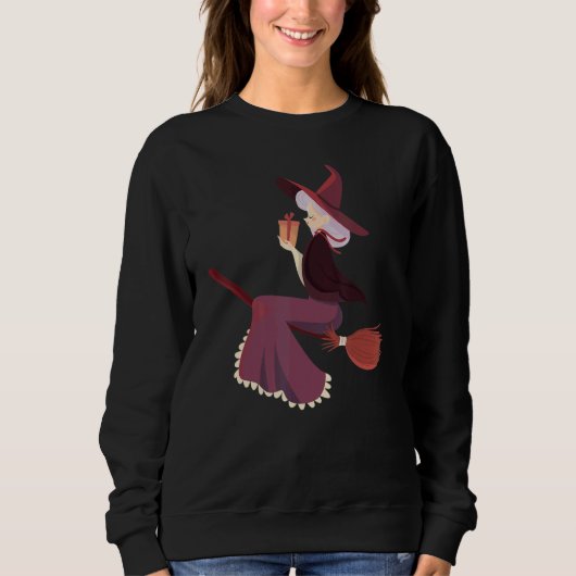 Sweatshirt Occult Magic Witch Flying Broom (Devant)
