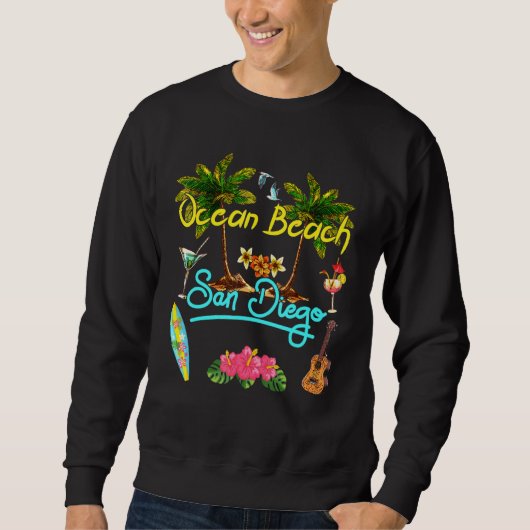 Sweatshirt Ocean Beach San Diego Summer Palm Surf Sun Set Pal (Devant)