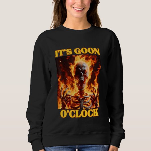 Sweatshirt O'clock Drôle Cringe Dur Skeleton mème Fl (Devant)
