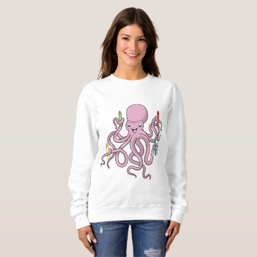 Sweatshirt Octopus avec Crayon (Devant entier)