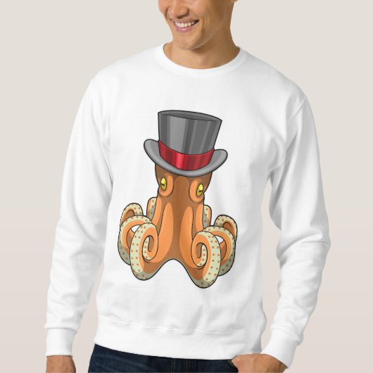 Sweatshirt Octopus comme Gentleman avec chapeau supérieur (Devant)