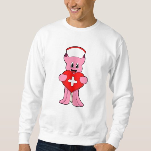 Sweatshirt Octopus comme infirmière avec coeur (Devant)