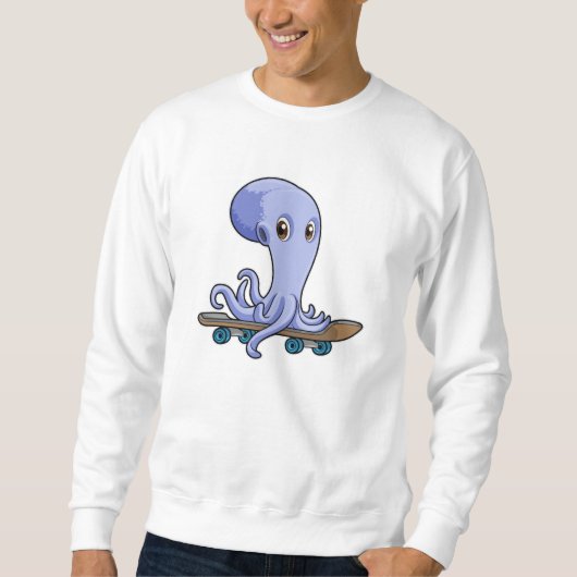 Sweatshirt Octopus comme patineur avec skateboard (Devant)