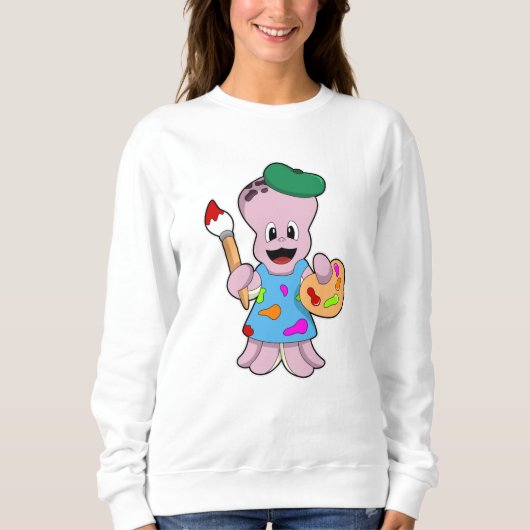 Sweatshirt Octopus comme Peintre avec pinceau (Devant)