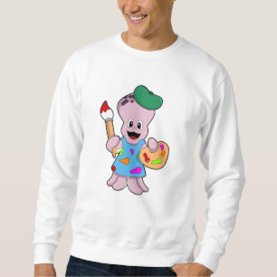 Sweatshirt Octopus comme Peintre avec pinceau