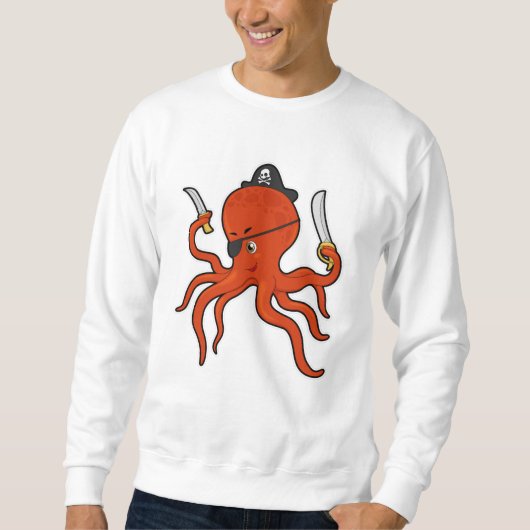 Sweatshirt Octopus comme Pirate avec épée et couteau (Devant)
