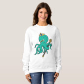 Sweatshirt Octopus comme roi avec Trident (Devant entier)