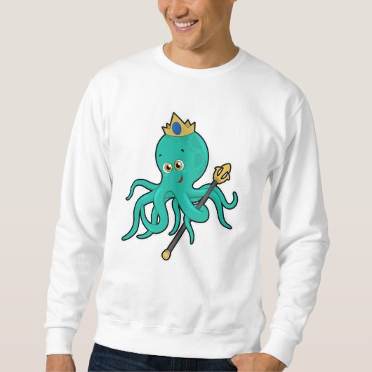 Sweatshirt Octopus comme roi avec Trident (Devant)