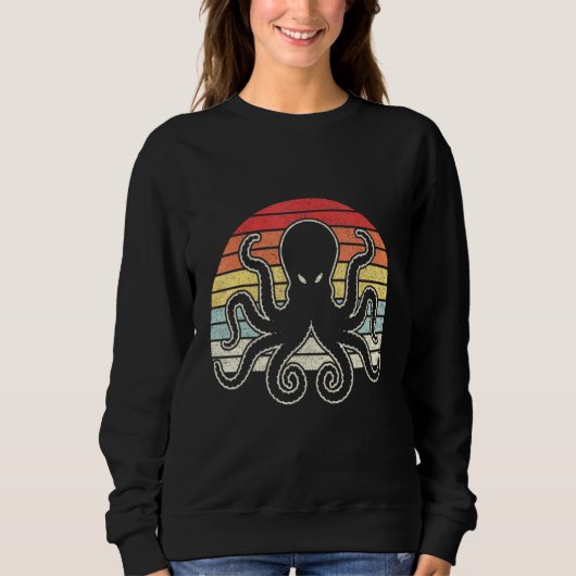 Sweatshirt Octopus rétro vintage Kraken Océan (Devant)