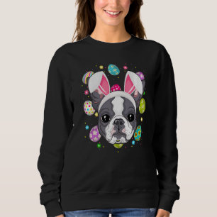 Sweatshirt Oeuf de Pâques Bunny Oreille Boston Terrier Chien 