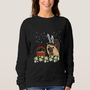 Sweatshirt Oeufs De Lapin De Hérisson De Pâques Sur Fleurs Mi