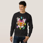 Sweatshirt Oeufs de Pâques Bunny Ear Fox Face Pâques dimanche (Devant entier)