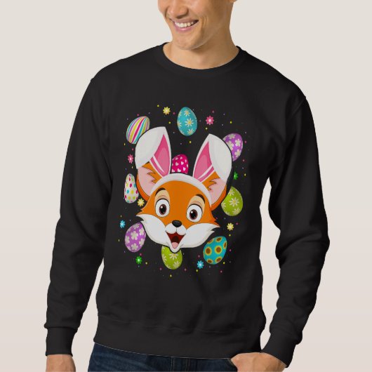 Sweatshirt Oeufs de Pâques Bunny Ear Fox Face Pâques dimanche (Devant)