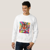 Sweatshirt OEuvre d'art abstraite Design tigre qui est dynami (Devant entier)