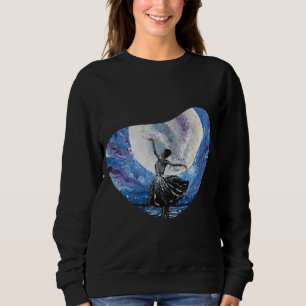 Sweatshirt Œuvre d'art faite à la main - Danse avec la lune