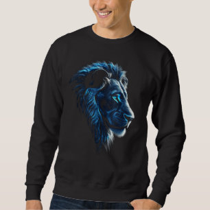 Sweatshirt Œuvre d'art lion yeux bleus motif animal lion