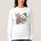 Sweatshirt OEuvre florale/printanière de colibri (Devant)