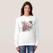 Sweatshirt OEuvre florale/printanière de colibri (Devant entier)