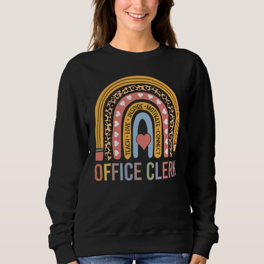 Sweatshirt Office Clerk 100th Day Of School Secretary Rainbow (Devant)
