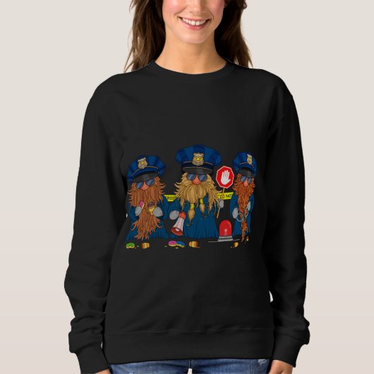 Sweatshirt Officier de police Drôle Gnomes Mince Ligne Bleue (Devant)
