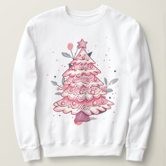 Sweatshirt Oh Venez Admirez-Le Arbre De Noël Rose (Design devant)