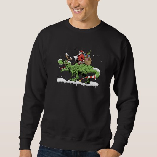 Sweatshirt Oh What Fun It Is To Rawr Santa Claus Dinosaur Rid (Devant)
