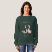 Sweatshirt Oies de Noël à carreaux rouges et bleus (Devant entier)