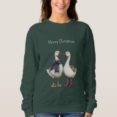 Sweatshirt Oies de Noël à carreaux rouges et bleus (Devant)
