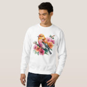 Sweatshirt Oiseau à Fleur Rose (Devant entier)
