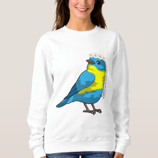 Sweatshirt Oiseau comme mariée avec couronne de fleurs (Devant)