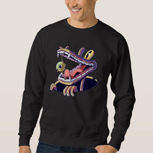 Sweatshirt Oiseau Dans La Bouche De Crocodile (Devant)