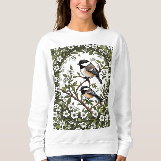 Sweatshirt Oiseau De Chickadee Noir Et Mayf Du Massachusetts (Devant)
