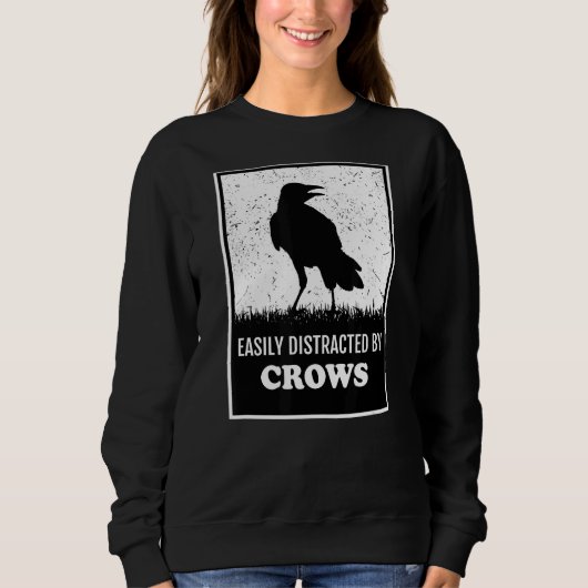 Sweatshirt Oiseau De Corbeau Facilement Distrait Par Les Corb (Devant)