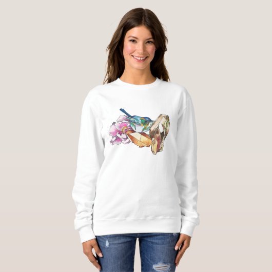 Sweatshirt Oiseau et cristaux (Devant entier)