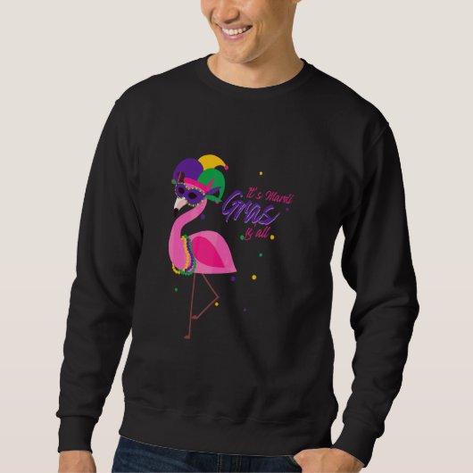Sweatshirt Oiseau Flamant rose Mardi Gras (Devant)