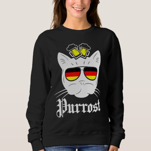 Sweatshirt Oktoberfest Chat Prost Bière allemande Boire Bavar (Devant)