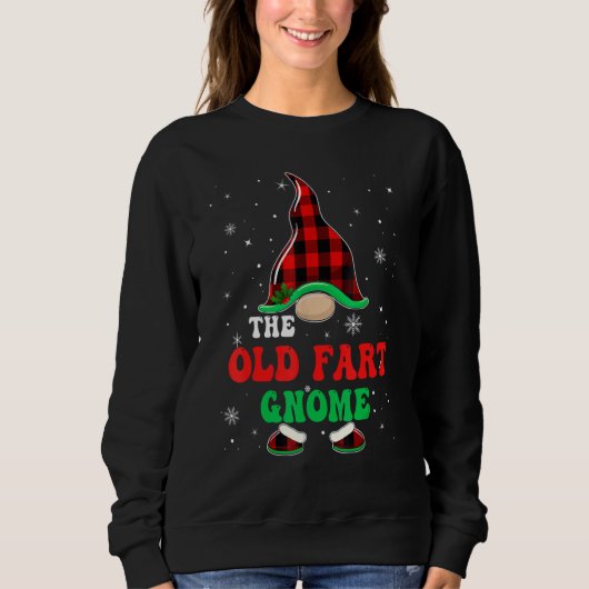 Sweatshirt Old Fart Gnome Buffalo Plaid Matching Christmas Gr (Devant)