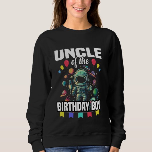 Sweatshirt Oncle du garçon d'anniversaire astronaute espace (Devant)