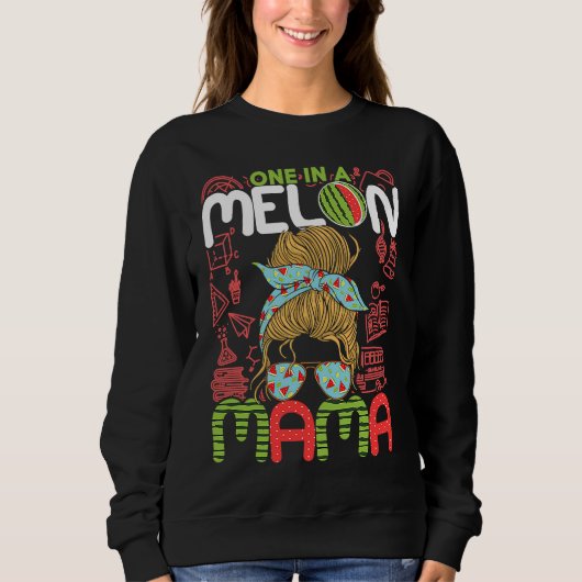 Sweatshirt One In A Melon Mama  Watermelon Family Matching Ou (Devant)