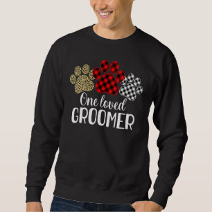 Sweatshirt One Loved Dog Groomer Leopard Buffalo Plaid