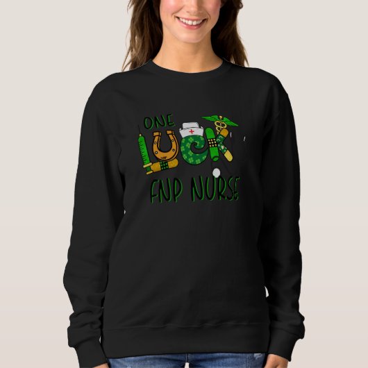 Sweatshirt One Lucky Fnp Nurse Shamrock Stethoscope St Patric (Devant)
