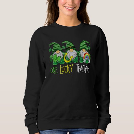 Sweatshirt One Lucky Gnomes Teacher St Patricks Day Gnomes Te (Devant)